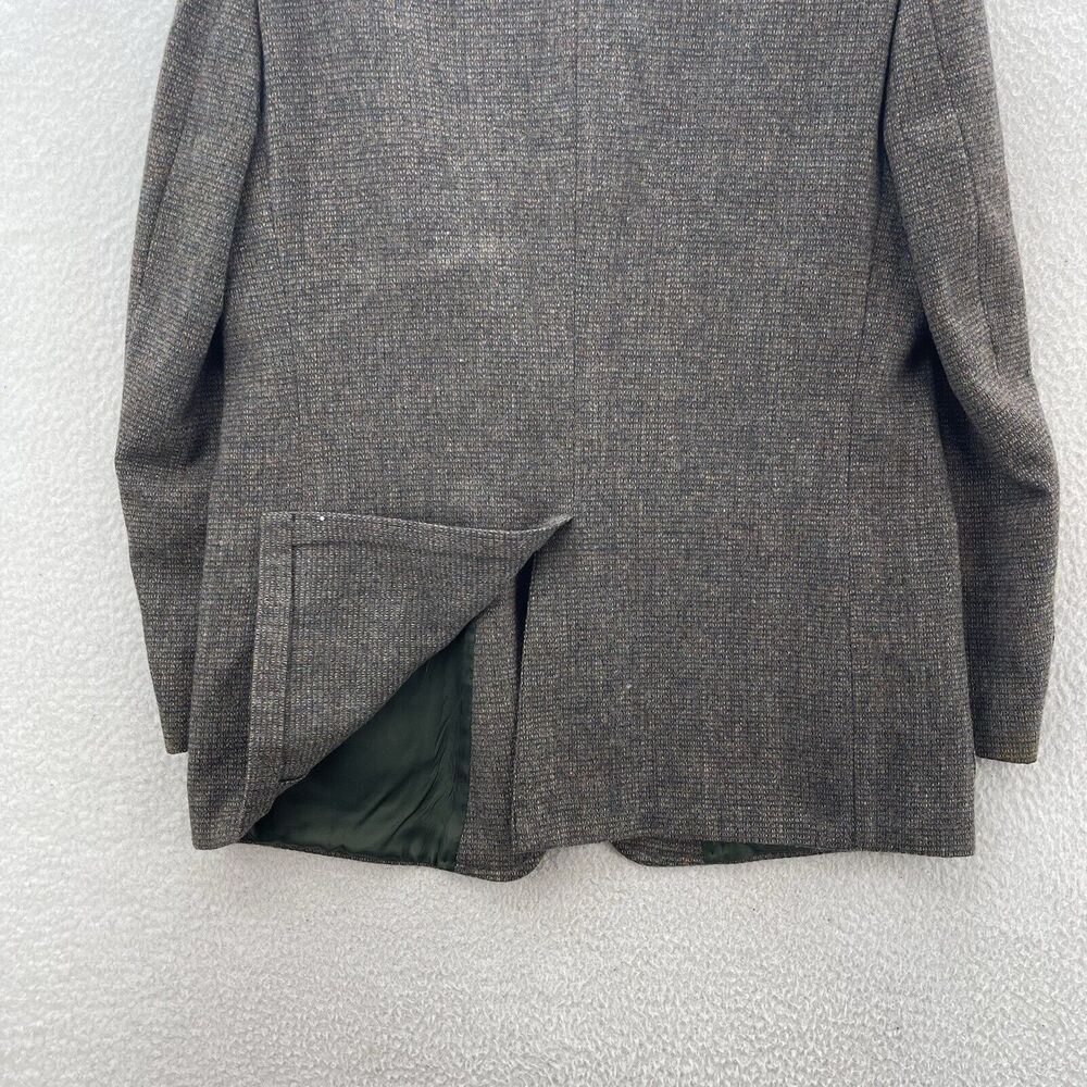 Vintage Kingsridge Tweed Blazer Mens 44R Wool Preppy Academia Leather Button USA - Picture 10 of 12
